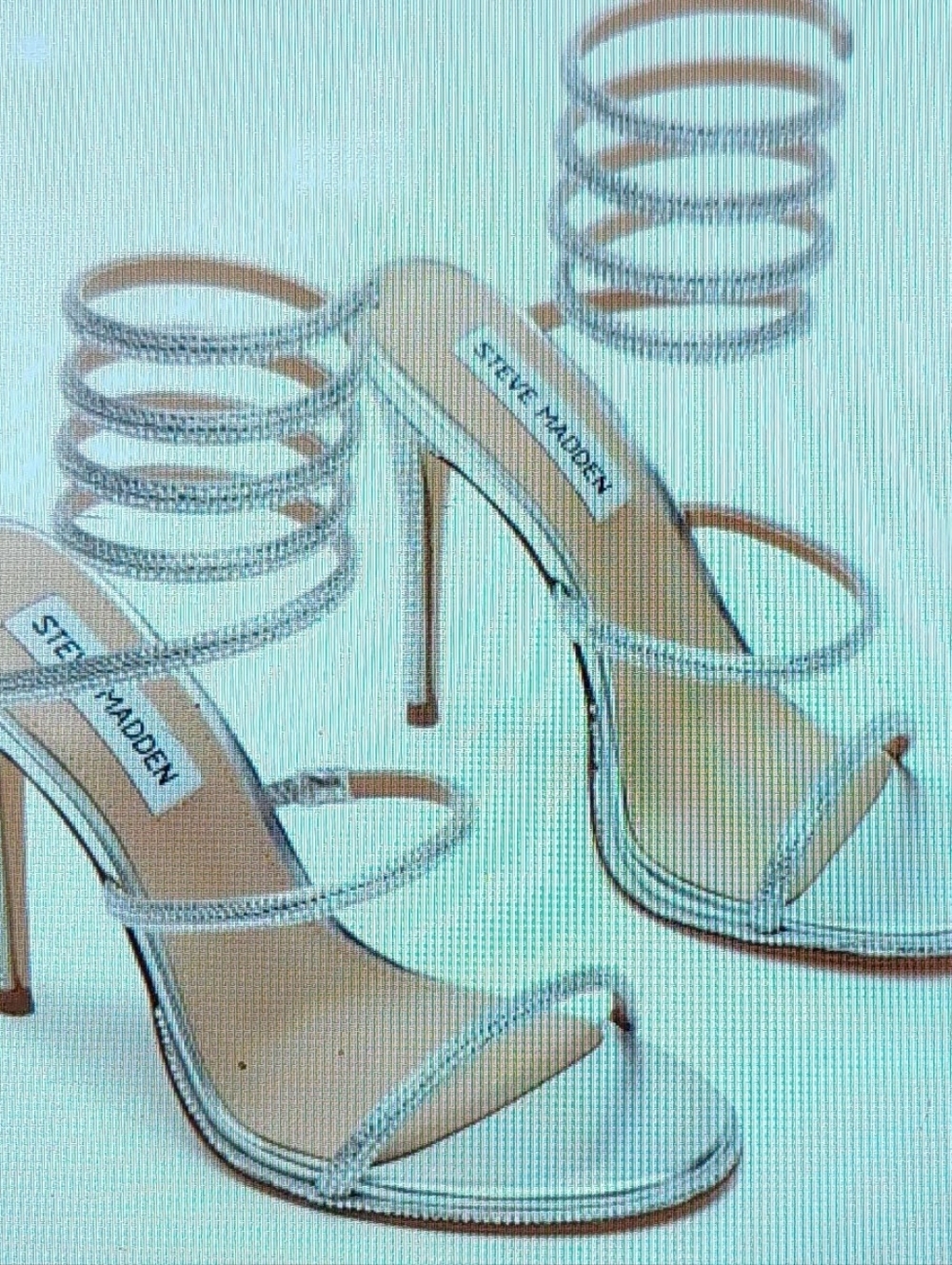 Steve Madden Exotica Silver Spiral-Ankle Rhinestone Stiletto Heels Sz 8 NWF! - Picture 2 of 11
